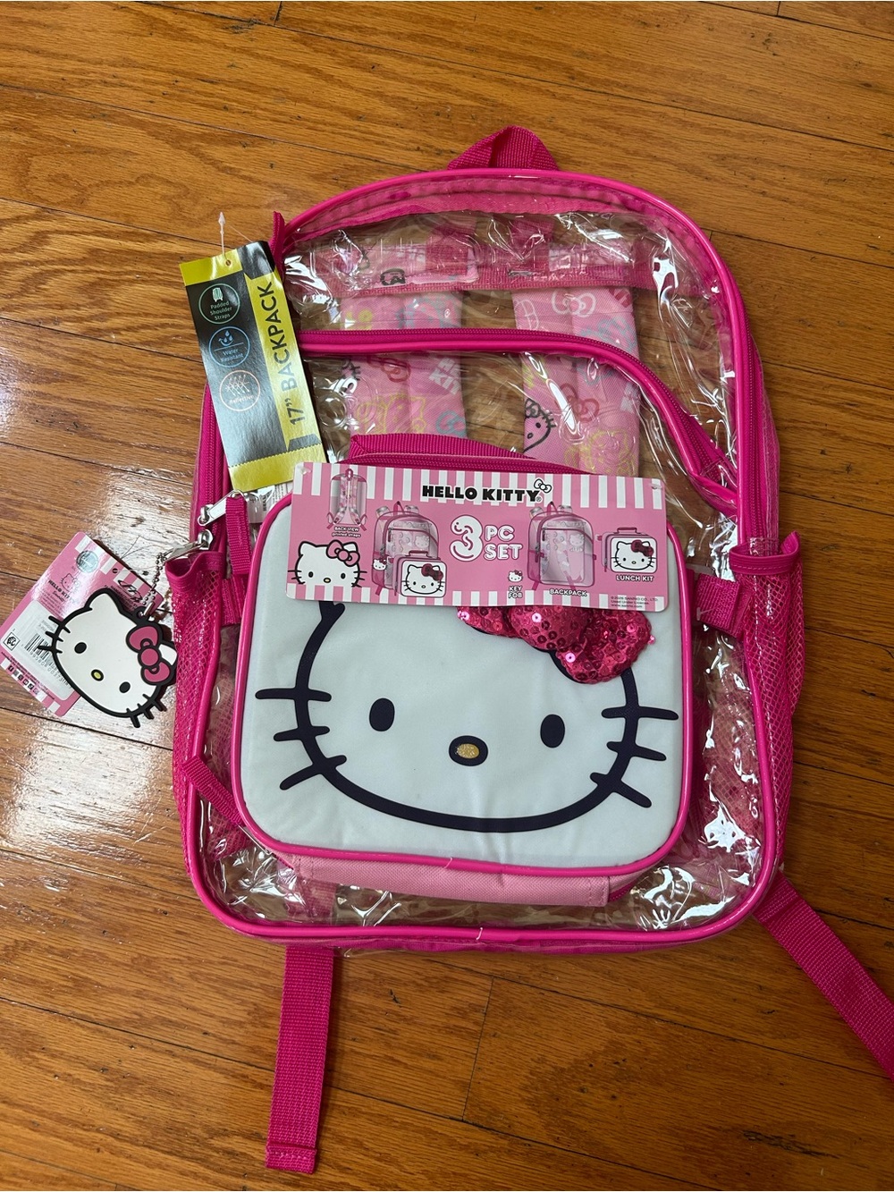 Hello Kitty 17” Clear Backpack 3-Piece Set